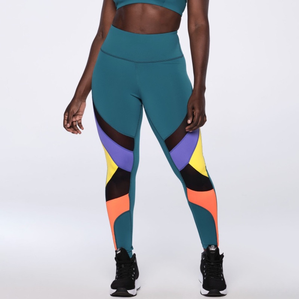 ZUMBA COLORBLOCK HIGH WAISTED ANKLE LEGGINGS